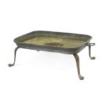 1930's brass fire pite with paw feet, 30cm H x 80cm W x 57cm D : For Further Condition Reports