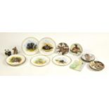 Wildlife collectors plates and animals including Wedgwood by Spink, David Shepherd collection :