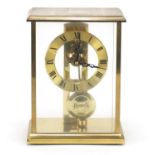 German brass cased mantel clock by S Haller, 20cm high : For Further Condition Reports Please