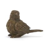 Japanese patinated bronze chick, impressed marks to the underside, 4cm high : For Further