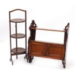 Walnut wall hanging spice rack and a folding mahogany three tier cake stand : For Further
