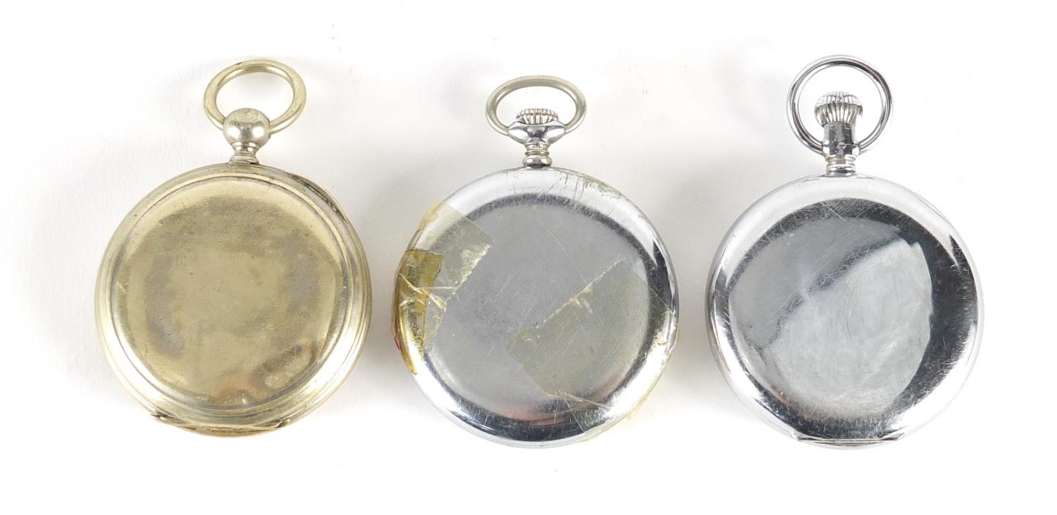 Two gentleman's open face pocket watches and a stop watch including Pinnacle : For Further Condition - Image 2 of 2