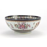 Samson porcelain footed bowl, hand painted and gilded with flowers, 12cm high x 25cm in diameter :