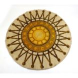 1960's wool sunburst design rug, 200cm in diameter : For Further Condition Reports Please visit