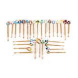 Group of sewing bobbins with glass beads : For Further Condition Reports Please visit our