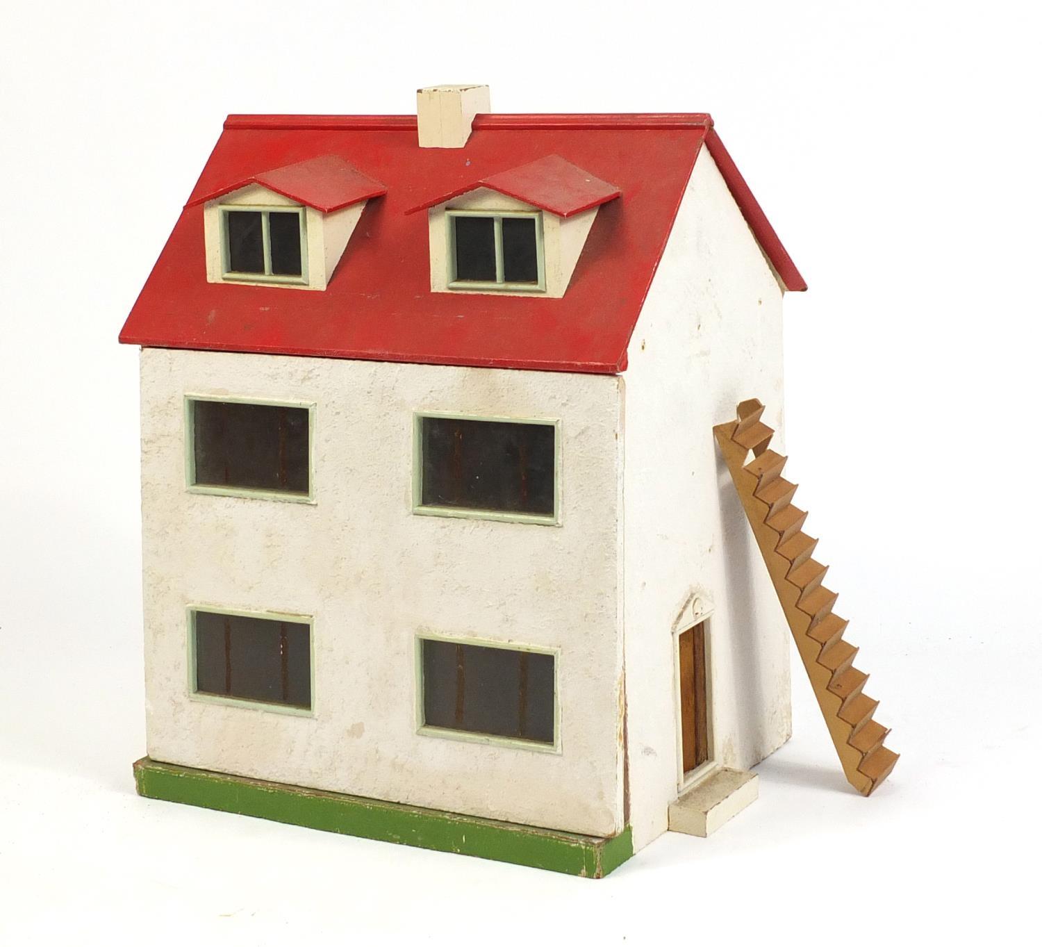 Vintage wooden dolls house, 57cm high : For Further Condition Reports Please visit our website -