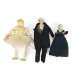 Three Victorian miniature bisque figures, the largest 12cm high : For Further Condition Reports