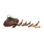 Vintage wooden boot stretchers and a Gladstone bag : For Further Condition Reports Please visit