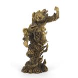 Japanese gilt figure of a Samurai monkey, 18cm high : For Further Condition Reports Please visit our