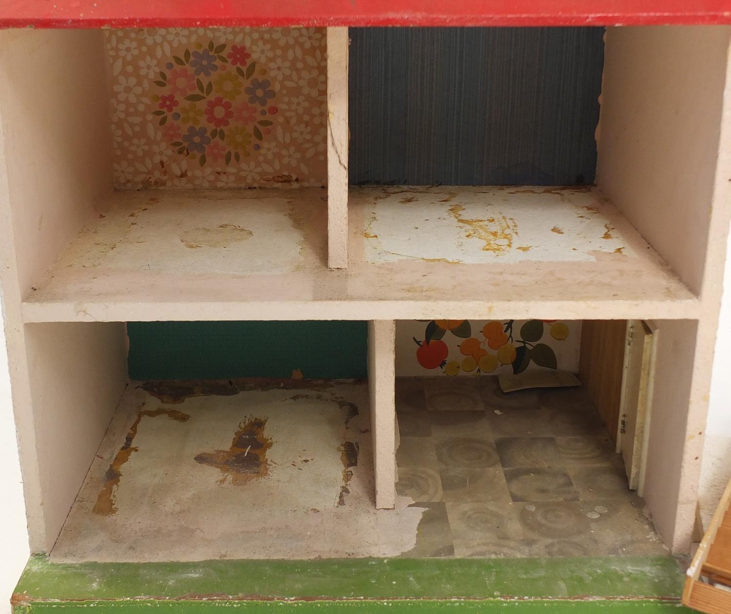 Vintage wooden dolls house, 57cm high : For Further Condition Reports Please visit our website - - Image 3 of 3