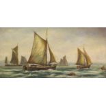 Fishing boats on calm seas, oil on canvas, bearing a signature Ralston, 79cm x 38.5cm : For