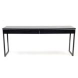 Black high gloss console table with two drawers, 74cm H x 180cm W x 40cm D : For Further Condition