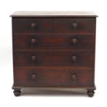 Victorian mahogany five drawer chest fitted with two short above three long graduated drawers, 116cm