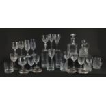Cut crystal and glassware including a set of four Edinburgh glasses : For Further Condition