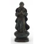 Hand painted carved wood religious figure, 28.5cm high : For Further Condition Reports Please