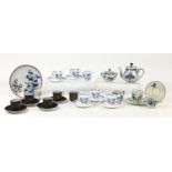Porcelain teawares including a Japanese Fukagowa plate, hand painted Delft tea set and Royal