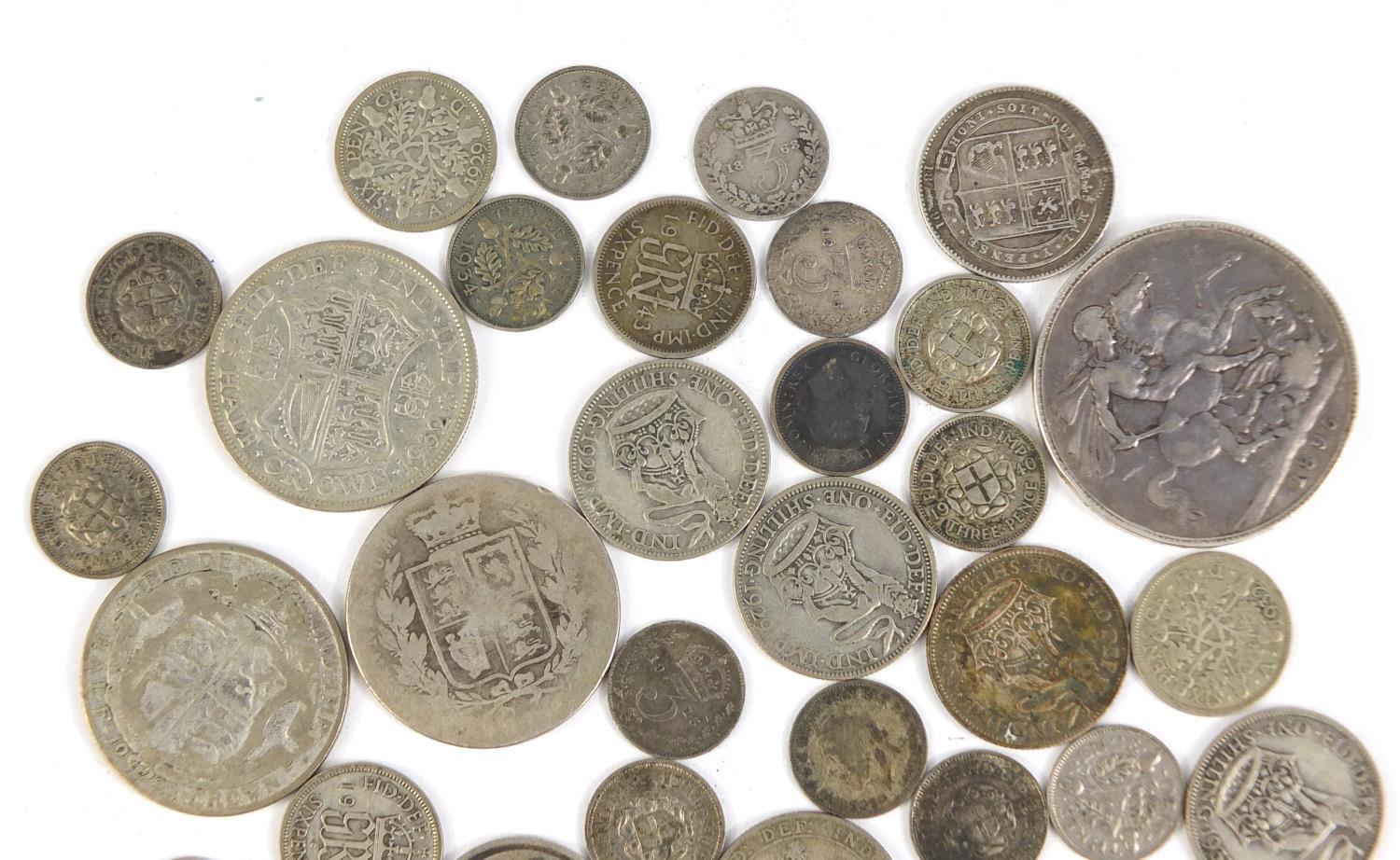 Mostly British pre 1947 coins including a Victorian 1895 crown, 153.0g : For Further Condition - Image 2 of 3