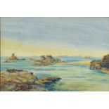 Coastal seascape, watercolour, mounted and framed, 55cm x 38cm : For Further Condition Reports