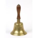 Heavy brass bell engraved, engraved Fiddian, 26cm high : For Further Condition Reports Please