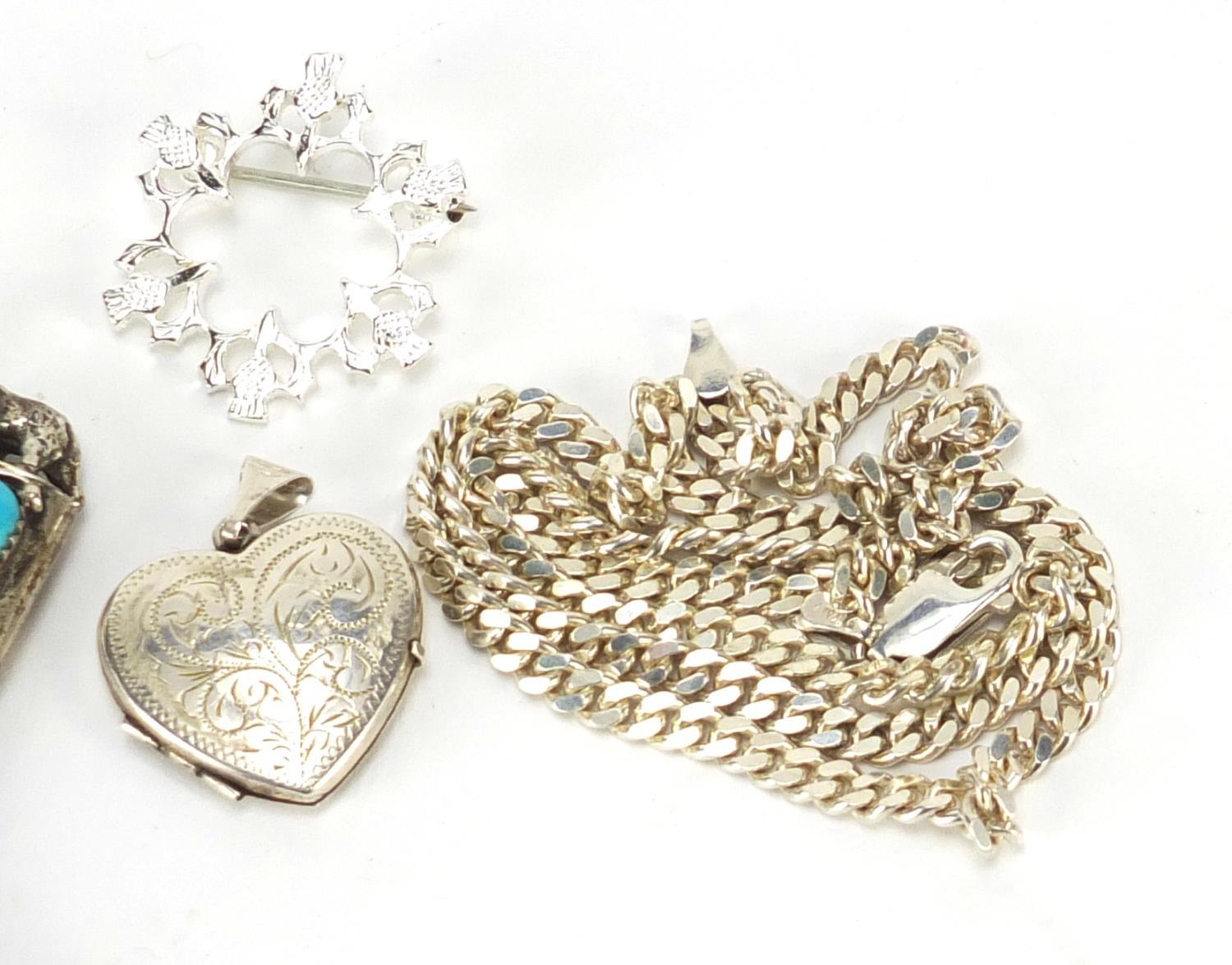 Mostly silver jewellery including a bear claw pendant and love heart locket, 43.0g : For Further - Image 3 of 3
