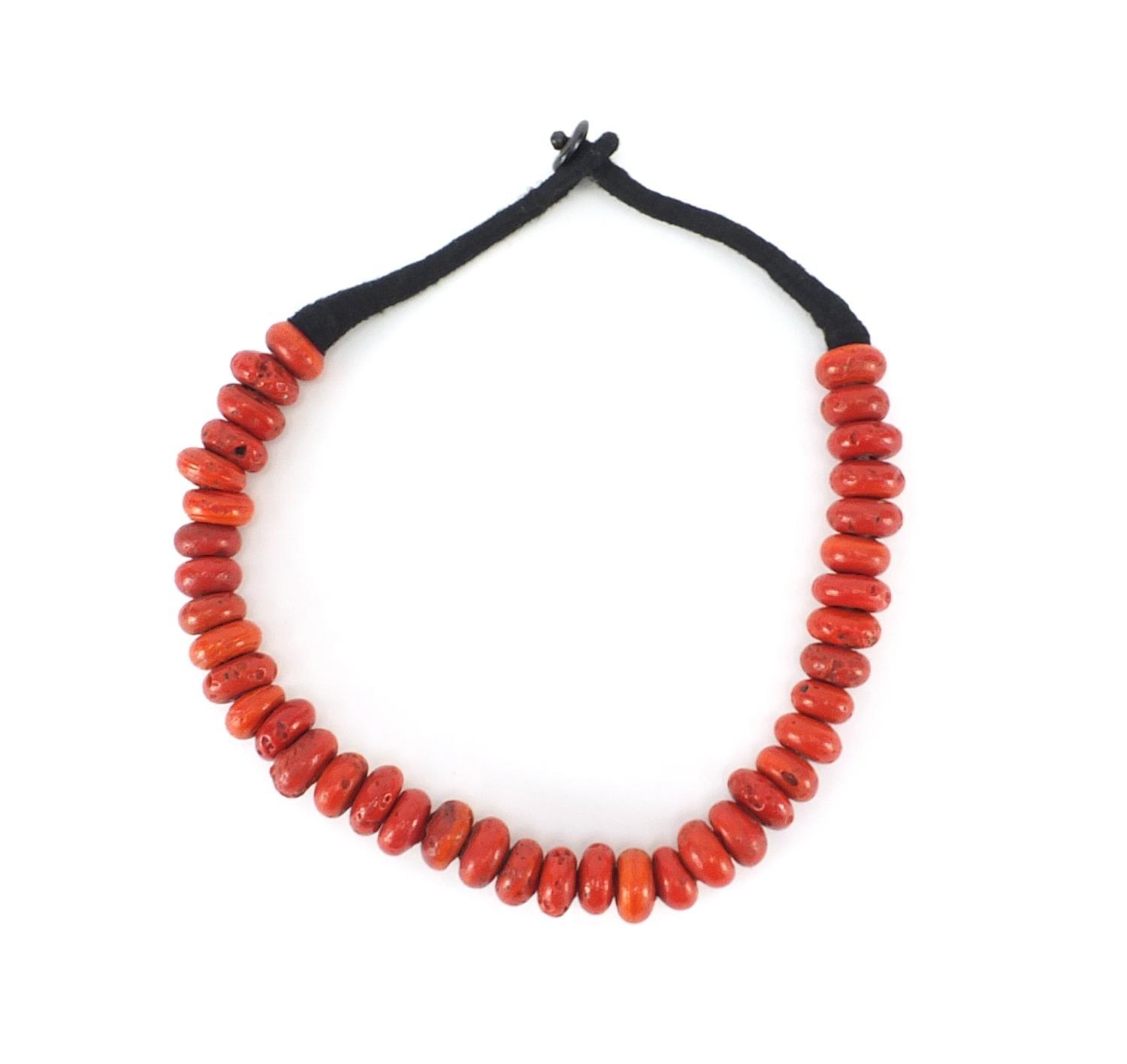 Islamic coral bead necklace, 55cm in length : For Further Condition Reports Please visit our website