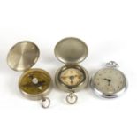 Gentleman's Smiths Empire open face pocket watch and two white metal compasses : For Further