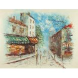 Parisian street scene, oil on canvas, framed, 61cm x 47cm : For Further Condition Reports Please