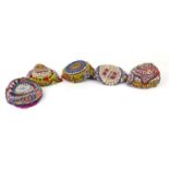 Five Afghan bead and shell work hats : For Further Condition Reports Please visit our website - We