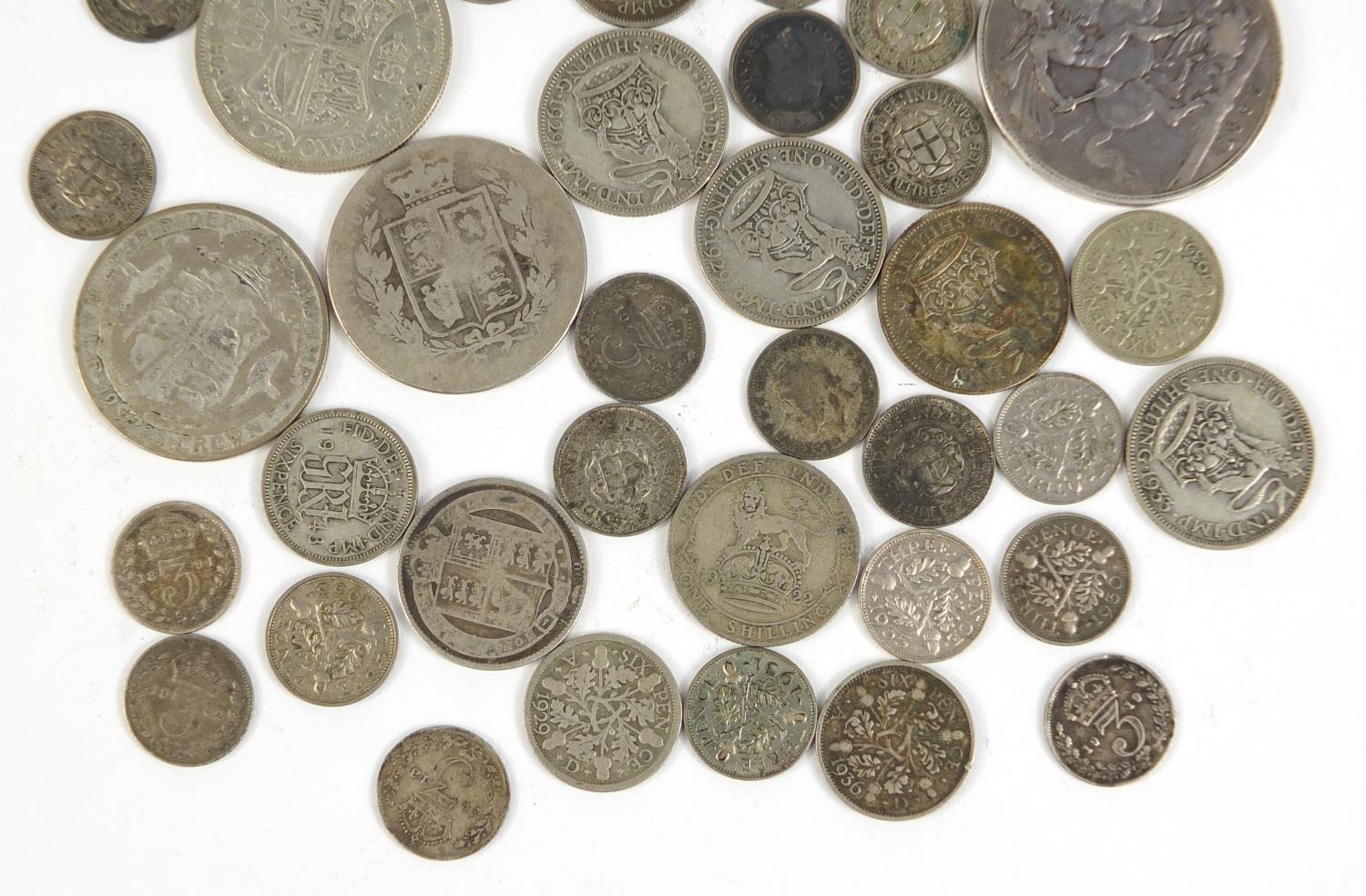 Mostly British pre 1947 coins including a Victorian 1895 crown, 153.0g : For Further Condition - Image 3 of 3