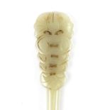 Chinese jade hair pin carved with a bat, 17cm in length : For Further Condition Reports Please visit