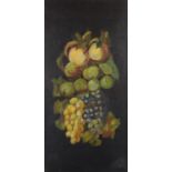 Still life fruit, Edwardian oil on canvas, bearing an indistinct signature, mounted and framed, 61cm