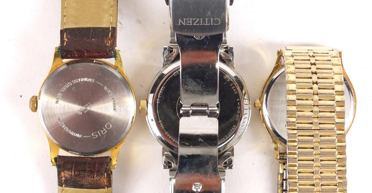 Three vintage gentleman's wristwatches comprising Oris, Citizen and Accurist : For Further Condition - Image 3 of 4