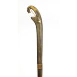 Carved horn shoe horn with elephant head handle, 57cm in length : For Further Condition Reports