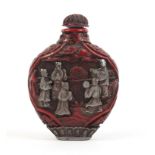 Chinese cinnabar lacquer snuff bottle, 7cm high : For Further Condition Reports Please visit our