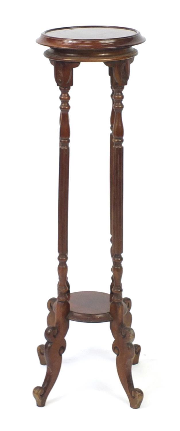 Mahogany torchere with under tier, 100cm high : For Further Condition Reports Please visit our