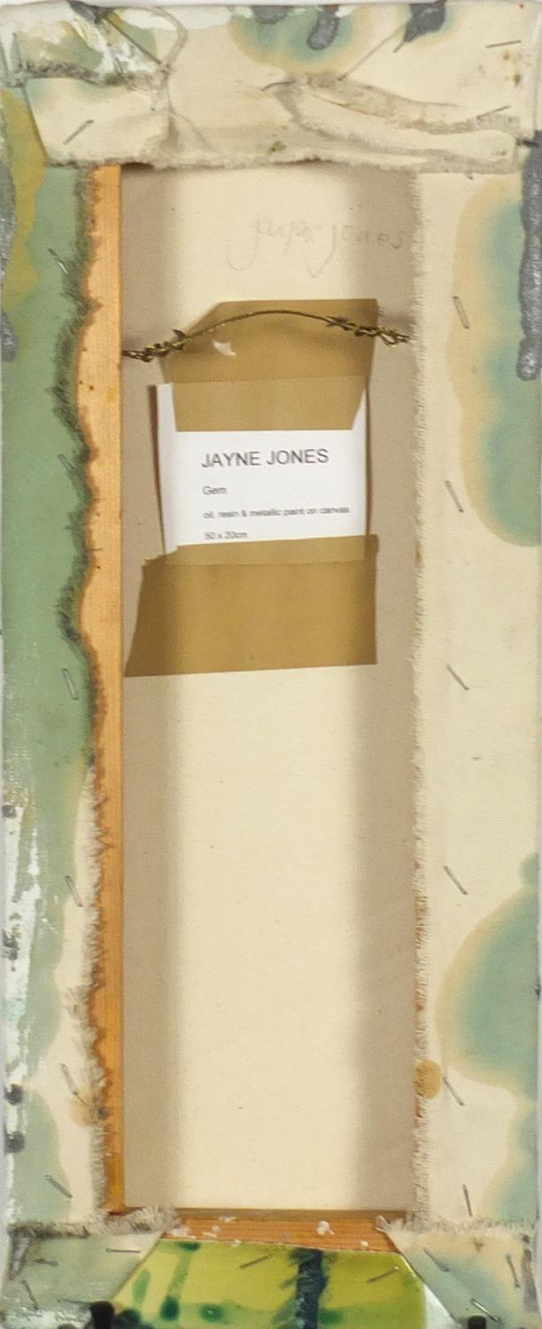 Two mixed media on canvases including one by Jayne Jones, both unframed, the largest 81cm x 30.5cm : - Image 2 of 5