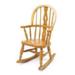 Light oak child's rocking chair, 75cm high : For Further Condition Reports Please visit our