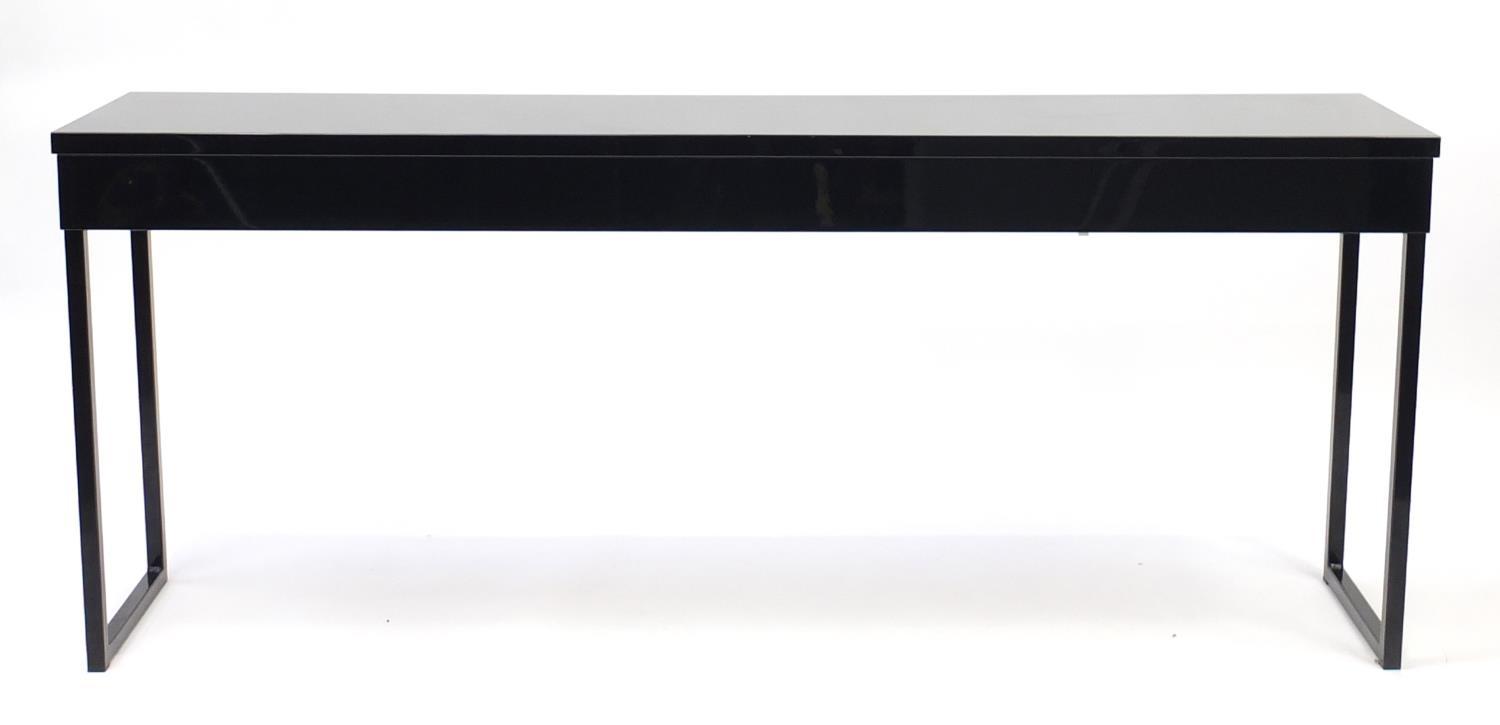 Black high gloss console table with two drawers, 74cm H x 180cm W x 40cm D : For Further Condition - Image 3 of 3