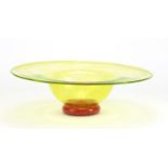 Amber art glass bowl, signed to the base, 33cm in diameter : For Further Condition Reports Please