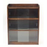 Oak bookcase with sliding glass doors, 92cm H x 71cm W x 22cm D : For Further Condition Reports