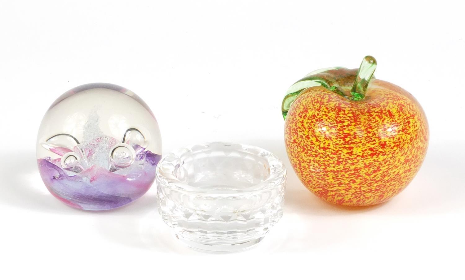 Glassware including a Caithness moon flower paperweight and a Kosta Boda dish : For Further - Image 3 of 4