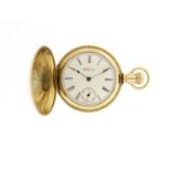 Ladies gold plated Waltham full hunter pocket watch, 3.5cm in diameter : For Further Condition