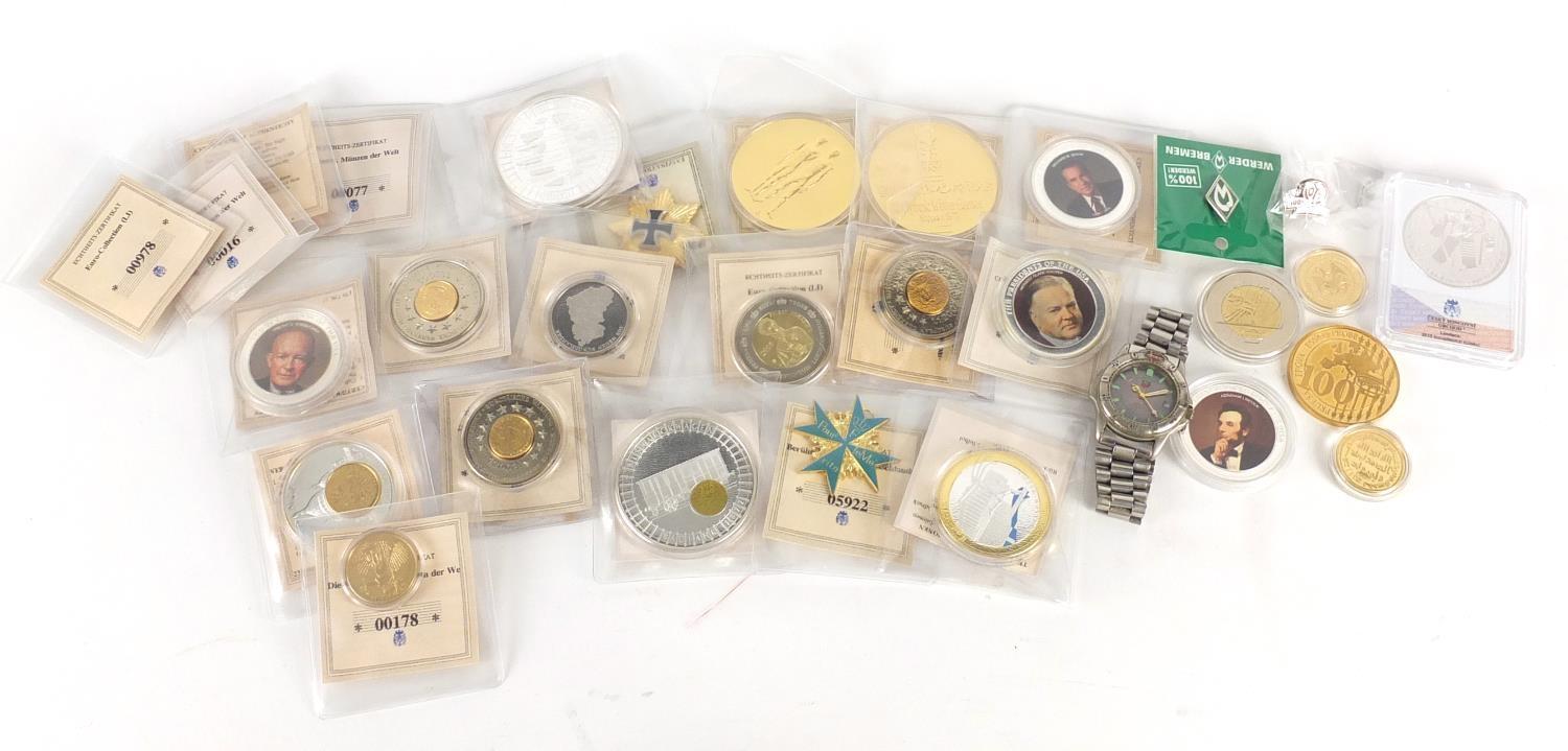 Commemorative coins, some with enamel and some proof : For Further Condition Reports Please visit