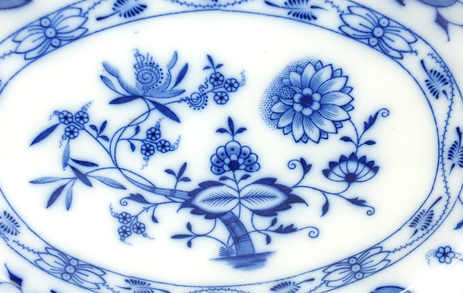 Johnson Bros blue and white porcelain meat platter, 46cm in length : For Further Condition Reports - Image 2 of 5