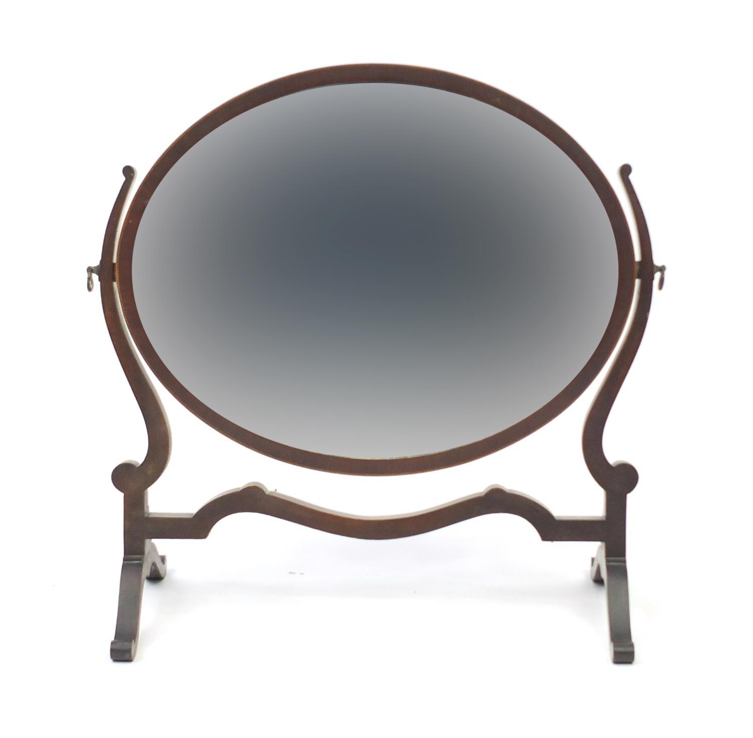 Edwardian inlaid mahogany swing mirror, 46cm H x 50cm W : For Further Condition Reports Please visit