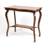 Walnut side table with serpentine outline and under tier, 76cm H x 81cm W x 45cm D : For Further