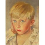 Portrait of a young boy, oil on board, bearing a signature L Knight, framed, 28cm x 22cm : For