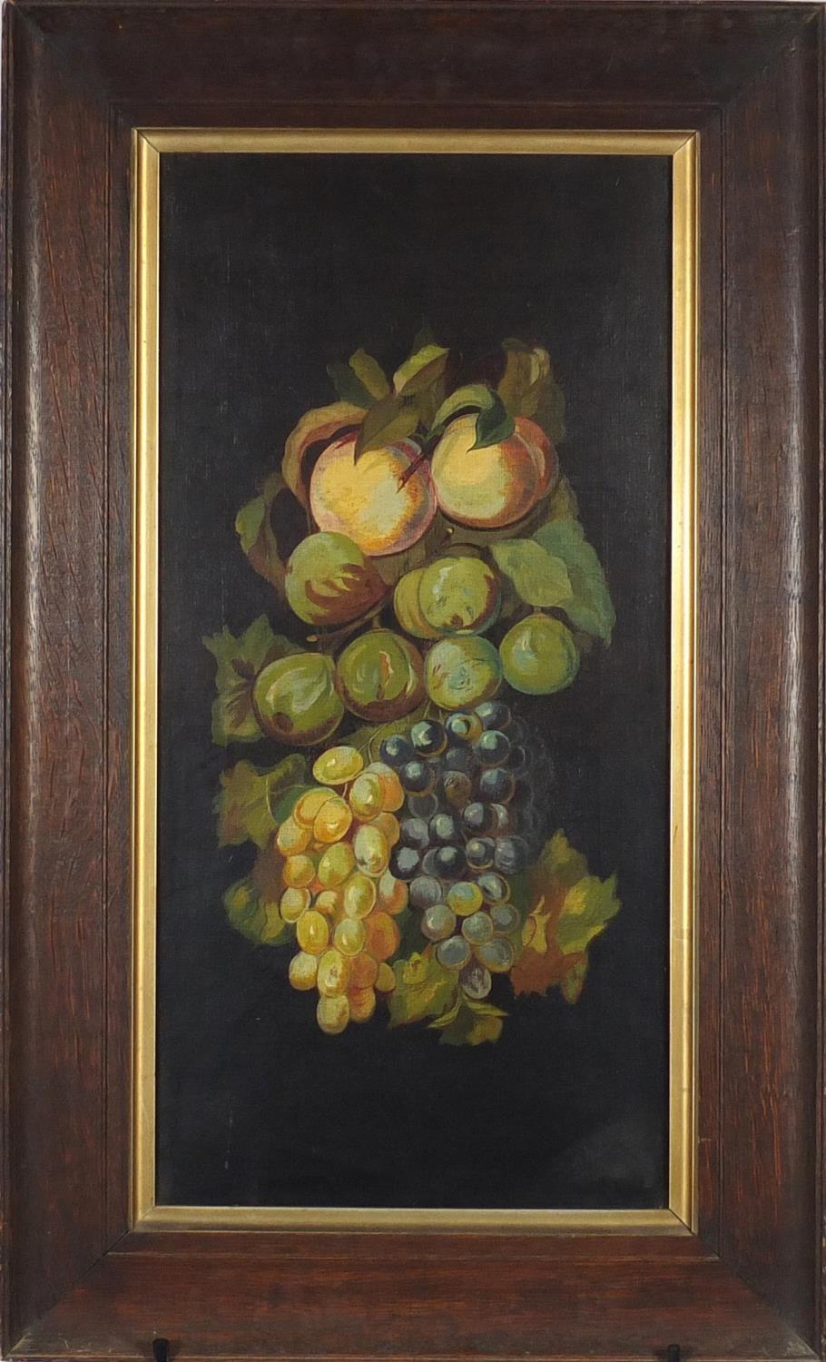 Still life fruit, Edwardian oil on canvas, bearing an indistinct signature, mounted and framed, 61cm - Image 2 of 5