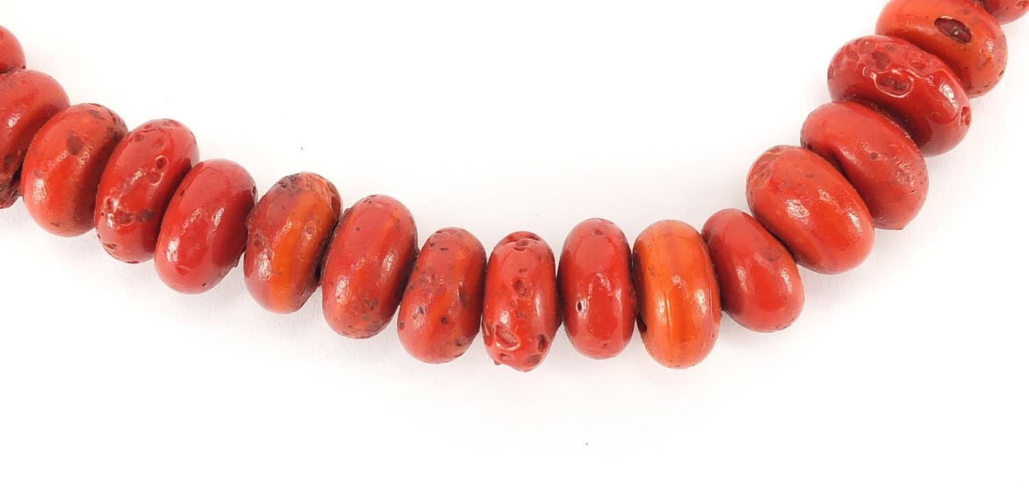 Islamic coral bead necklace, 55cm in length : For Further Condition Reports Please visit our website - Image 2 of 4