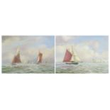 Monteague - East Coast Old Gaffers and Theodora, pair of marine oil on canvases, framed, each 49.5cm